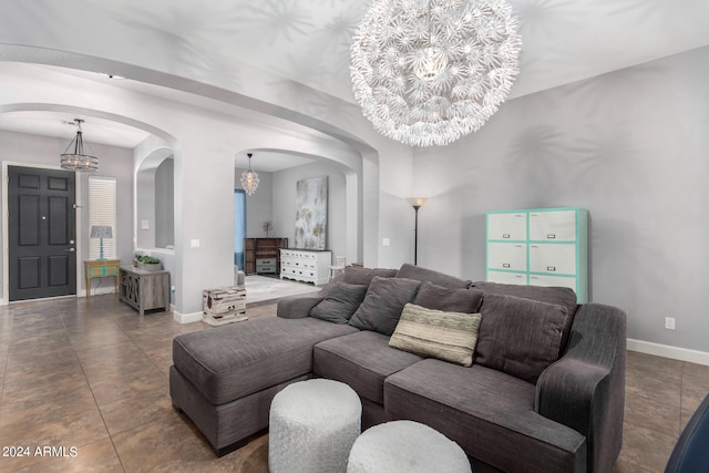 view of tiled living room