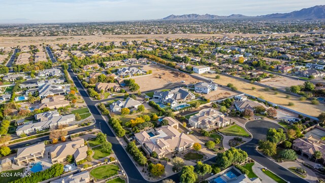 drone / aerial view with a mountain view