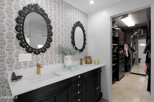 bathroom featuring vanity and tile patterned floors