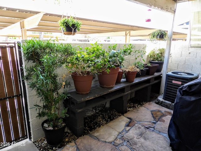 balcony with central AC unit