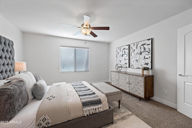 bedroom with carpet flooring and ceiling fan