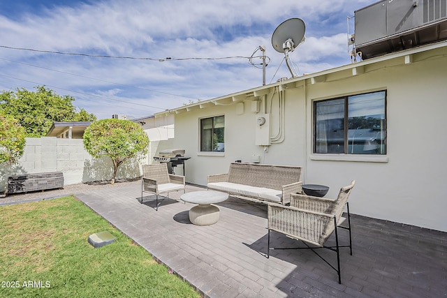 8320 E Monte Vista Rd, Scottsdale, AZ 85257 - view of patio with outdoor lounge area and grilling area