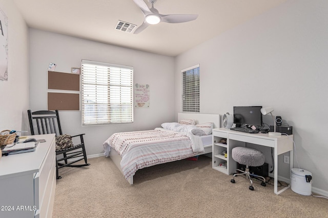 3964 E Hummingbird Ln, Phoenix, AZ 85050 - carpeted bedroom with baseboards, ceiling fan, and an office area