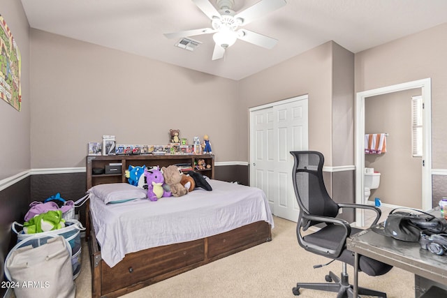 3964 E Hummingbird Ln, Phoenix, AZ 85050 - carpeted bedroom featuring a closet and ceiling fan
