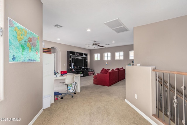 3964 E Hummingbird Ln, Phoenix, AZ 85050 - hall with carpet, arched walkways, recessed lighting, and baseboards