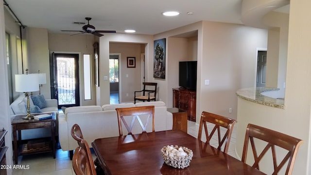 41318 N Belfair Way, Anthem, AZ 85086 - tiled dining space featuring a ceiling fan and recessed lighting