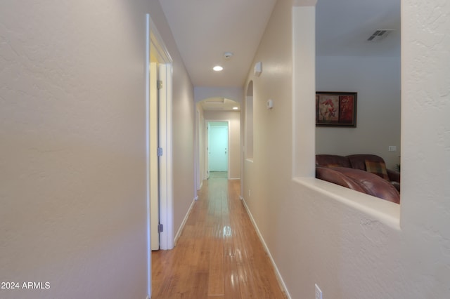 hall featuring light wood-type flooring