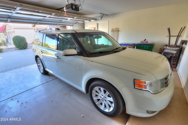 garage with a garage door opener