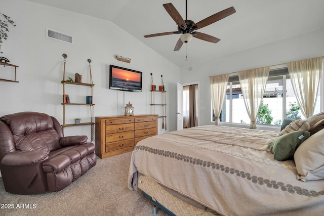 10745 W Beaubien Dr, Sun City, AZ 85373 - bedroom featuring lofted ceiling, visible vents, carpet, and ceiling fan