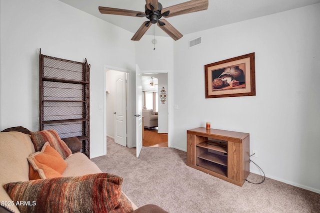 10745 W Beaubien Dr, Sun City, AZ 85373 - sitting room with a ceiling fan, visible vents, and carpet