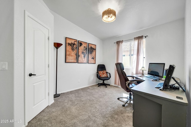 10745 W Beaubien Dr, Sun City, AZ 85373 - carpeted office space featuring vaulted ceiling and baseboards
