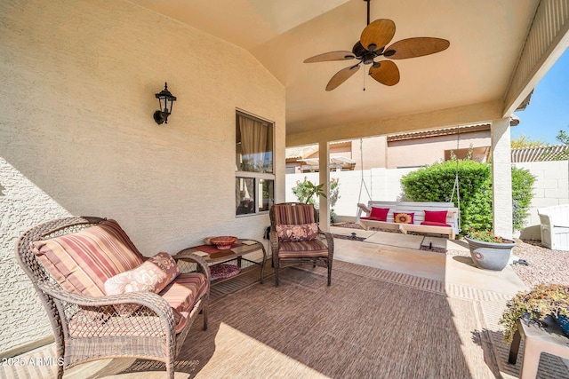 10745 W Beaubien Dr, Sun City, AZ 85373 - view of patio with fence and ceiling fan