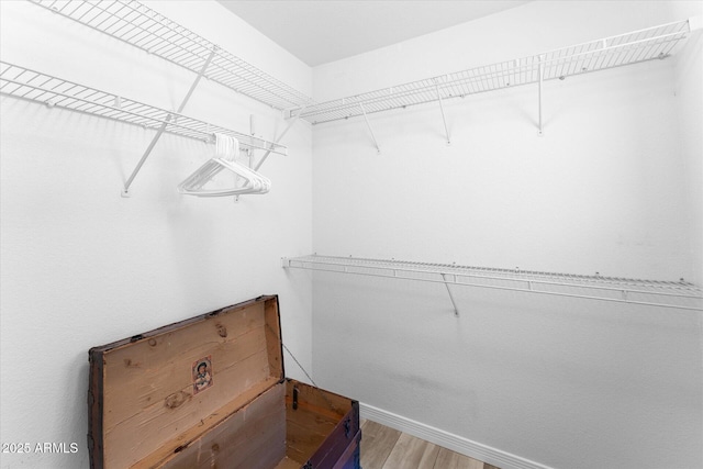 spacious closet with wood finished floors