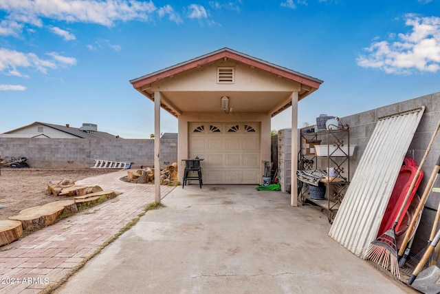 view of garage