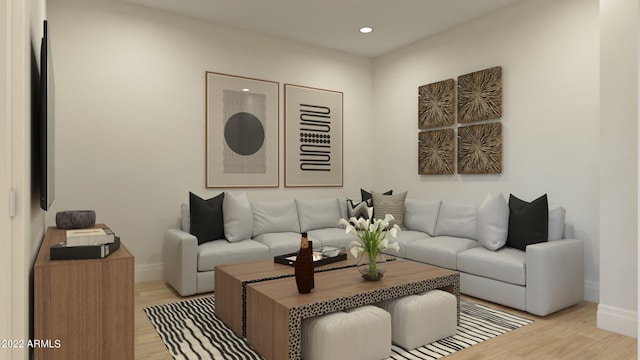 living room featuring light hardwood / wood-style flooring