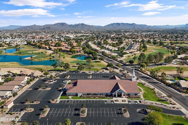 aerial view with a mountain view