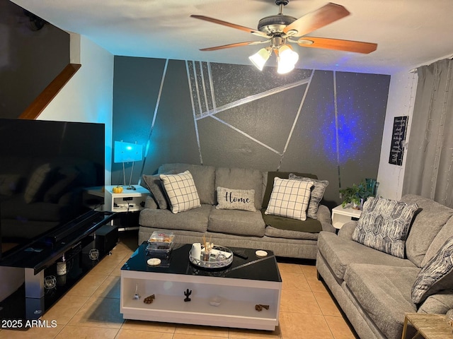 9060 N 47th Ln, Glendale, AZ 85302 - living area featuring a ceiling fan and light tile patterned flooring