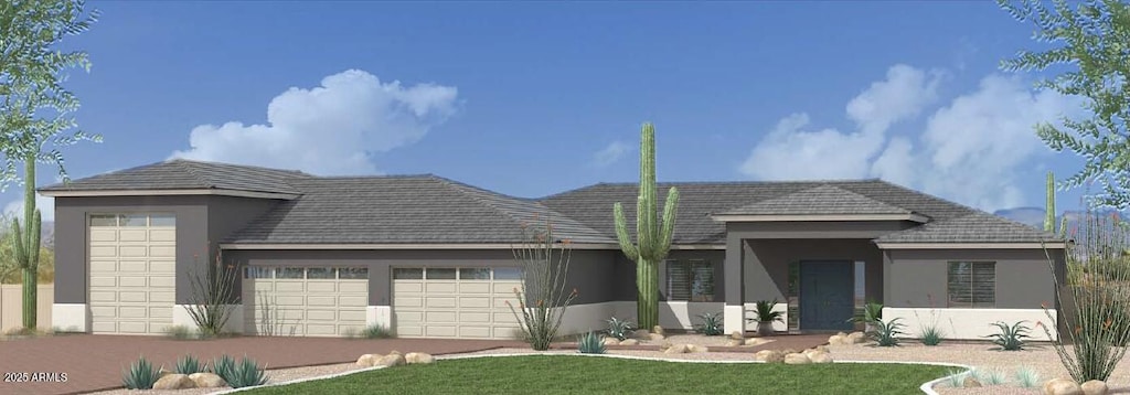 1906 E Cloud Rd, Phoenix, AZ 85086 - view of front of property featuring a garage, stucco siding, driveway, and a front lawn