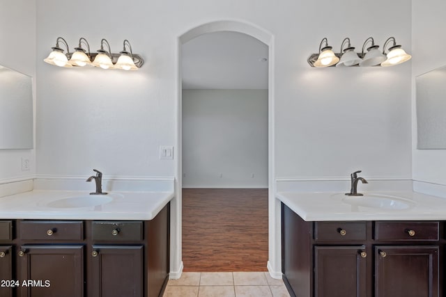 16914 E Britt Ct, Fountain Hills, AZ 85268 - bathroom with two vanities, a sink, and tile patterned floors