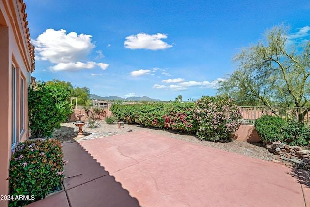 16914 E Britt Ct, Fountain Hills, AZ 85268 - view of patio with a mountain view and a fenced backyard