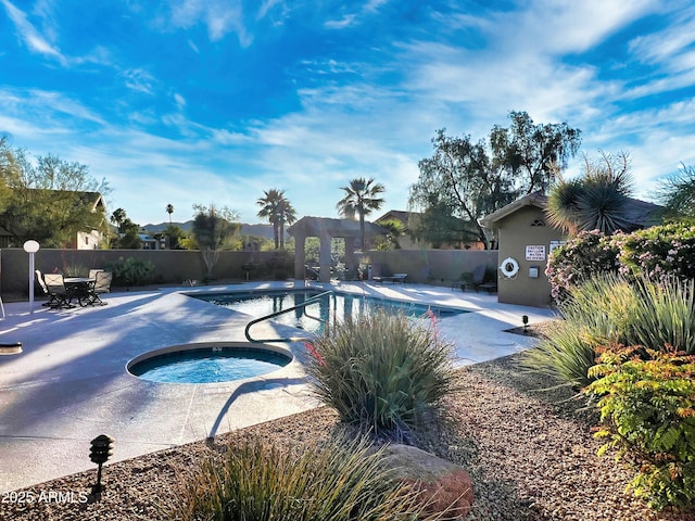 16914 E Britt Ct, Fountain Hills, AZ 85268 - community pool with fence, a gazebo, a patio, and a hot tub