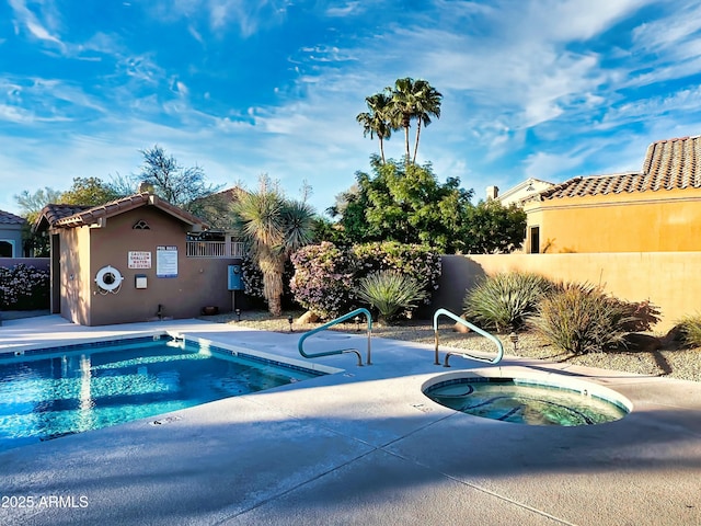 16914 E Britt Ct, Fountain Hills, AZ 85268 - pool with a patio, fence, and a community hot tub