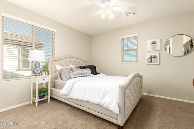 bedroom with carpet and ceiling fan