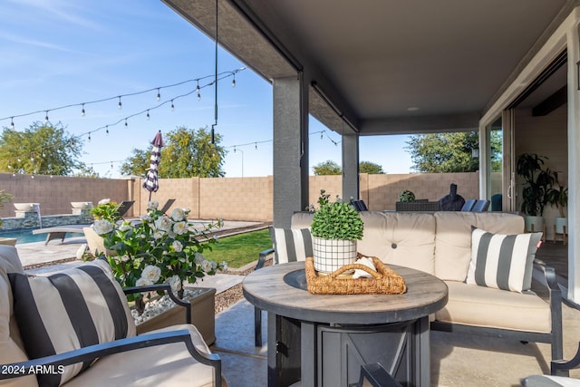 view of patio with an outdoor hangout area