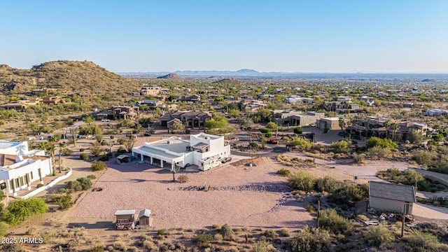 bird's eye view featuring a residential view and a mountain view