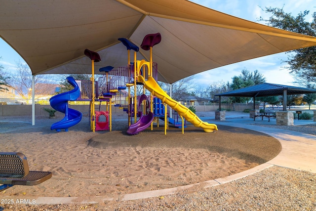 view of playground with a gazebo