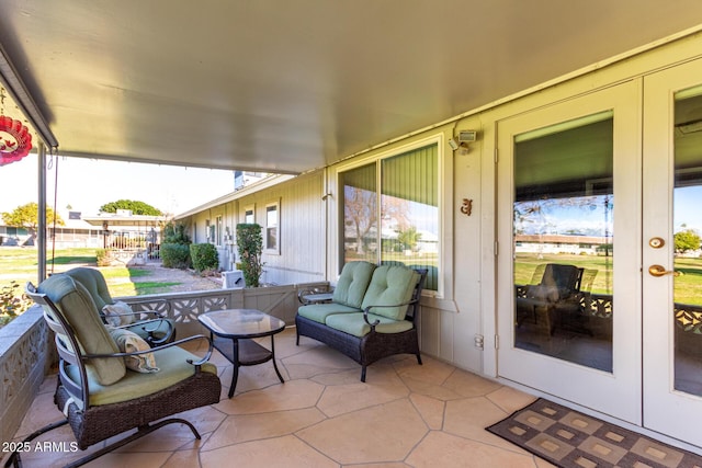 view of patio / terrace featuring french doors