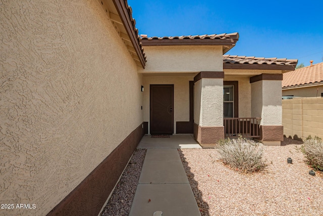 3032 W Red Fox Rd, Phoenix, AZ 85083 - entrance to property with stucco siding, fence, and a tiled roof