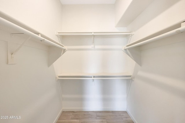 walk in closet with hardwood / wood-style floors