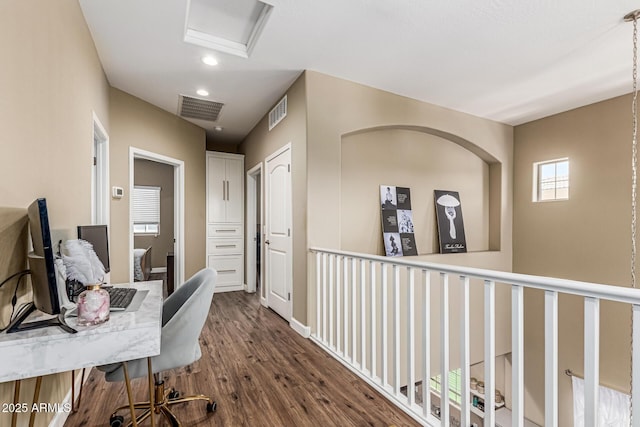 1367 S Country Club Dr Unit 1331, Mesa, AZ 85210 - hall featuring dark wood-type flooring and recessed lighting