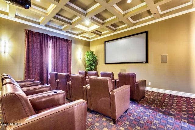 1367 S Country Club Dr Unit 1331, Mesa, AZ 85210 - home theater with coffered ceiling, beamed ceiling, and ornamental molding