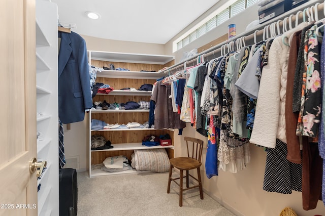 walk in closet with visible vents and carpet flooring