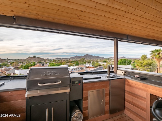 view of patio featuring a mountain view