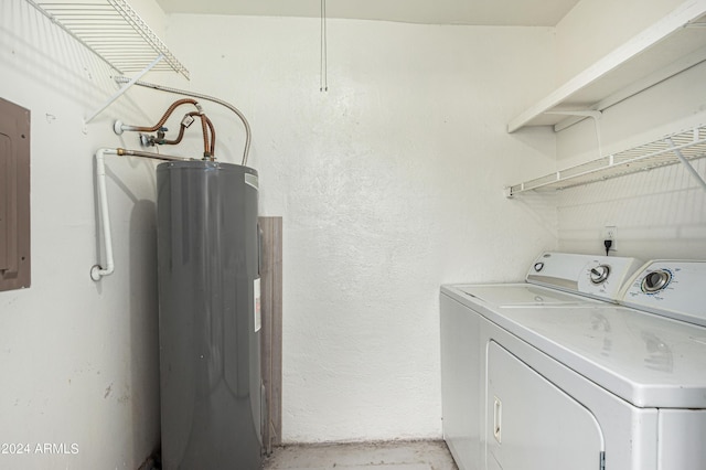 washroom featuring separate washer and dryer and water heater