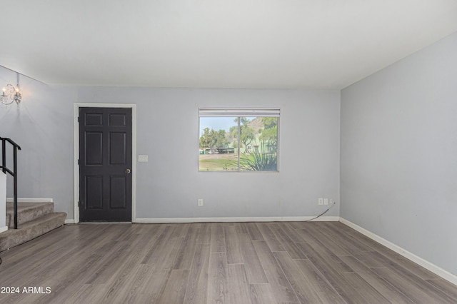 spare room featuring wood-type flooring