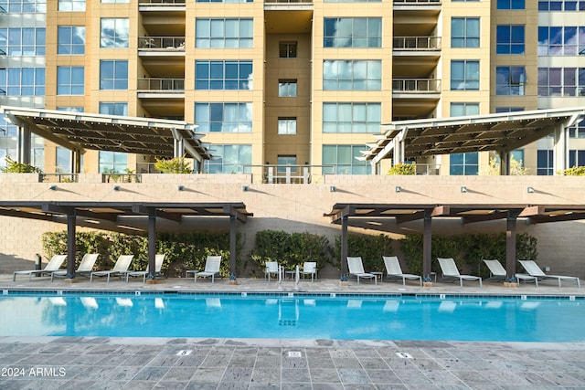 view of pool featuring a pergola