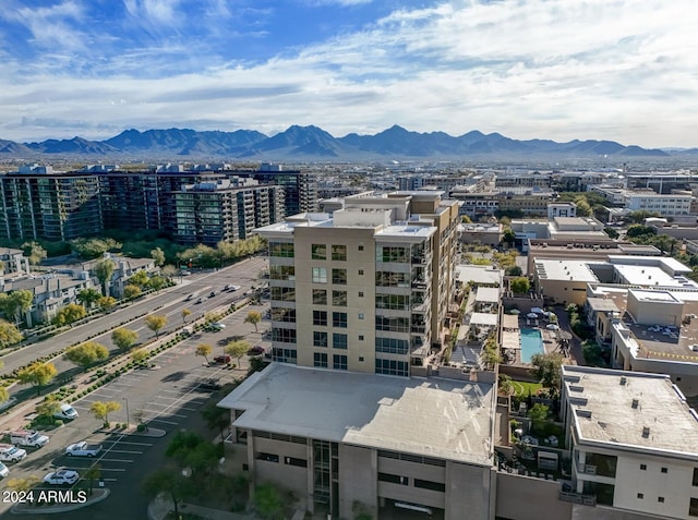 bird's eye view with a mountain view