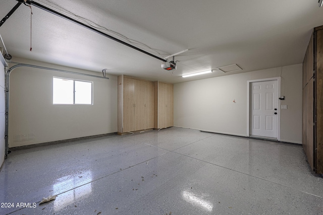 garage with a garage door opener