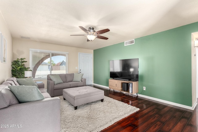 3415 E Anderson Dr, Phoenix, AZ 85032 - living room featuring dark wood-type flooring, baseboards, and ceiling fan