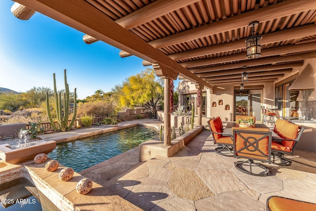 view of patio featuring a fenced in pool