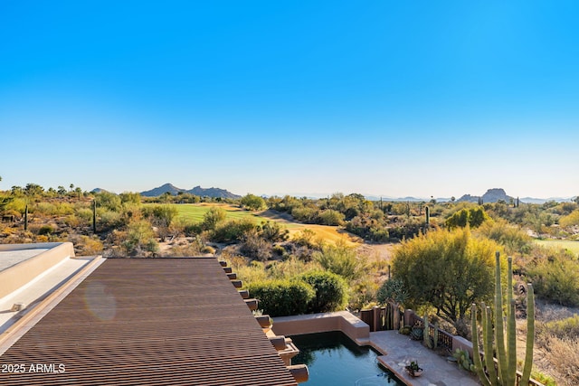 exterior space featuring a mountain view