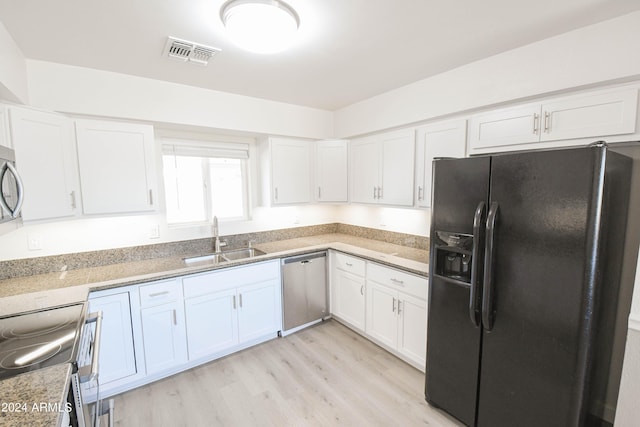 kitchen featuring sink, stainless steel appliances, and white cabinets