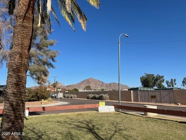 view of yard with a mountain view