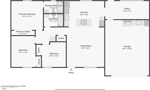 5133 E Keresan St, Phoenix, AZ 85044 - floor plan / room layout