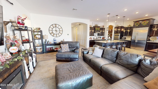 living room featuring light hardwood / wood-style flooring