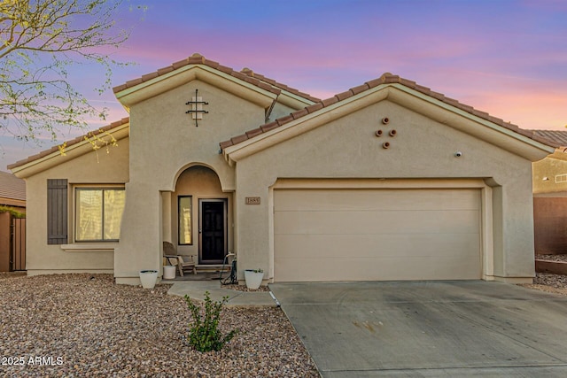 view of front of property featuring a garage